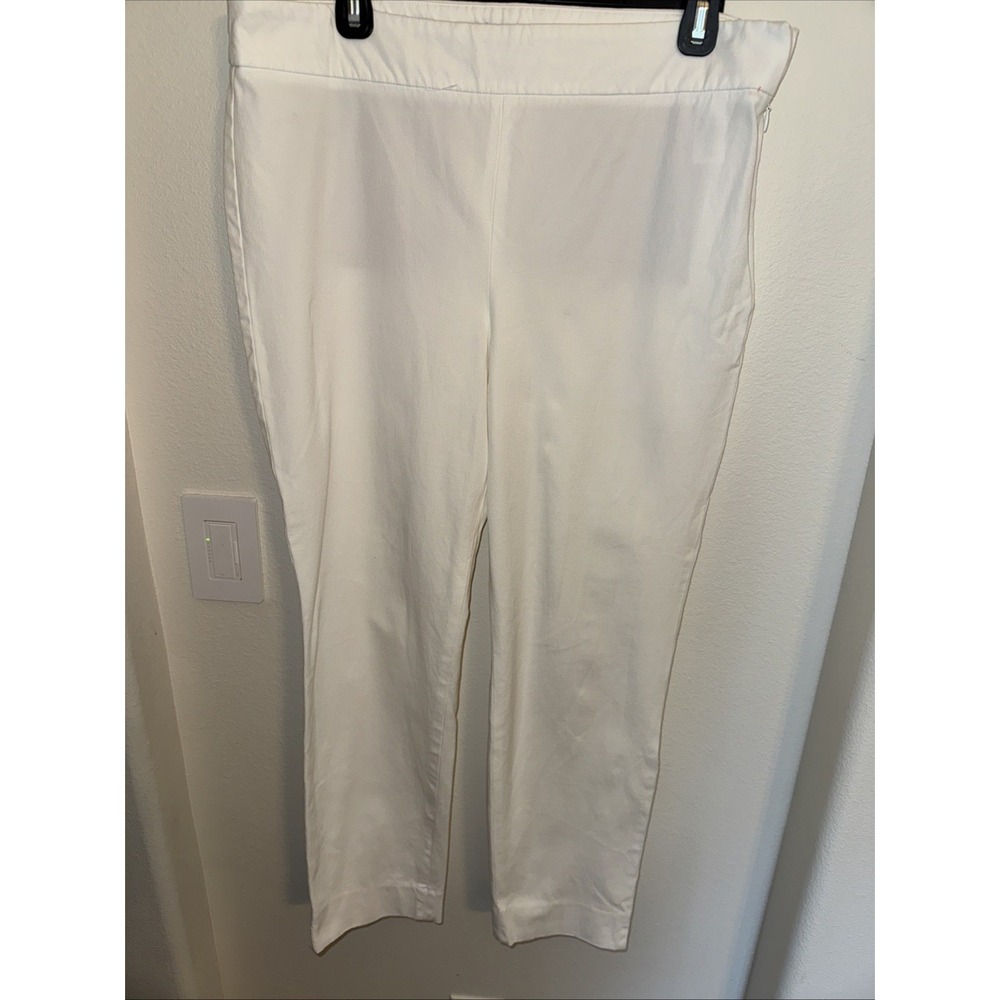 Talbots Stretch Pants Women Size 12 White Side‎ Zip Chatham Ankle Chino 34/28"